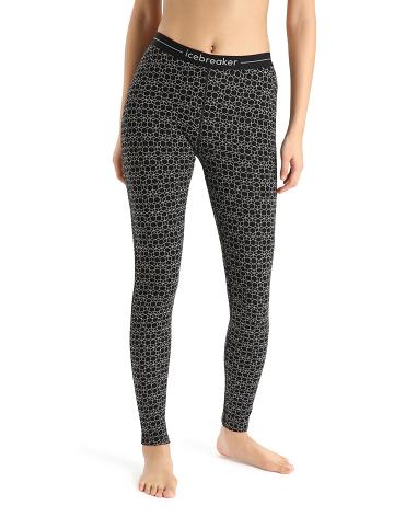 Women's Icebreaker Merino 250 Vertex Alpine Geo Leggings Black / Snow | CA 1416RVDW